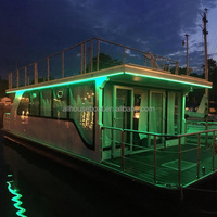 Bateau transparent de style moderne Bateau péniche fabriqué en acier inoxydable Ponton flottant en aluminium Bateau de maison