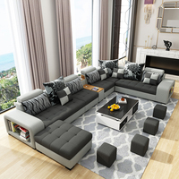 Sofá Seccional de Tela de Estilo Moderno, Sofá Cama, Juego de Sofás para Sala de Estar, Muebles para el Hogar, Juego de Sofás de Esquina en Forma de U de Lujo, 7 Plazas