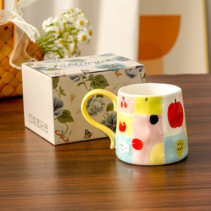 Mug en céramique sous glaçure, style rétro, mignon, pour filles, tasse à eau, petit-déjeuner, design esthétique unique, vente en gros - Product Image 4