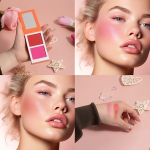 พาเลทบลัชครีม 2 สี เม็ดสีแน่น สูตรสมุนไพรธรรมชาติ กันน้ำ บำรุงผิว ไม่ทดลองกับสัตว์ ปราศจากกลูเตน ขนาดพกพา เนื้อแมท - Product Image 6