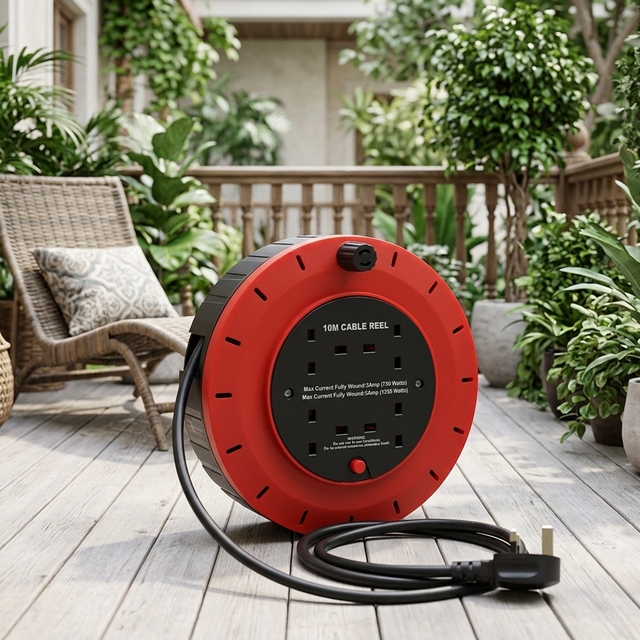Portable 220V Heavy Duty Outdoor Power Extension Cord Reel 10M 20M Extension Power Cord Reel  Small Retractable Power Cord
