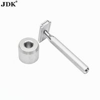 Kit de Rasoir de Sécurité à Double Lame en Alliage d'Aluminium Usiné CNC pour un Rasage Lisse, avec Support et 5 Lames, Coffret Cadeau pour Hommes pour Rasage Humide