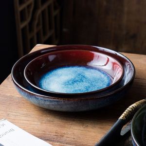 Japanese Kiln Style <b>Ceramic</b> Soup <b>Plate</b> Household Tableware Creative Porcelain Pasta Salad Deep <b>Plate</b> Round Shaped Dinner <b>Plate</b> - Product Image 4