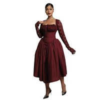 Robes mini tendance pour femmes à manches bouffantes, taille haute, col carré boutonné, fermeture éclair discrète, doublure en corset, robes de club