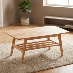 Modern Wood <b>Coffee</b> <b>Table</b> With Storage Shelf <b>Scandinavian</b> Design Living Room Furniture Solid Wood Base - Product Image 3