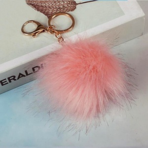Oneway Wholesale Fashion Colorful Plush Pompon <b>Keychain</b> Faux Fur Key Chain Puff Ball <b>Keychain</b> - Product Image 4
