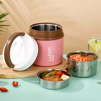 Boîte à lunch bento coréenne LEOZ en acier inoxydable avec couvercle en plastique micro-ondable à double niveau pour un transport facile des repas