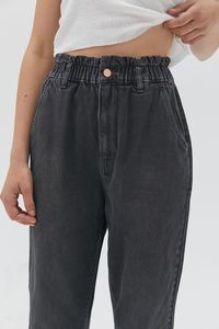 Vente en gros de jeans maman en denim à <span class=keywords><strong>taille</strong></span> <span class=keywords><strong>haute</strong></span>, à fermeture éclair, à jambe courte, à <span class=keywords><strong>taille</strong></span> élastique, noirs et doux, pour femmes - Product Image 6