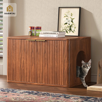 Armoire de rangement à 2 portes HarmTai en bois cannelé, style moderne minimaliste, pour salon ou chambre à coucher