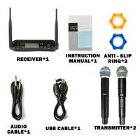 Kit de microphones sans fil UHF double professionnel GLXD4 pour karaoké, scène et église, avec connecteur XLR et construction métallique anti-bruit