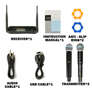 ชุดไมโครโฟนไร้สายคู่ UHF รุ่น GLXD4 สำหรับมืออาชีพ เหมาะสำหรับร้องเพลงคาราโอเกะ บนเวที โบสถ์  สำหรับ Youtuber พร้อมโลโก้ - Product Image 3