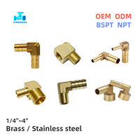 Coudière à soufflet en laiton type L NPT BSPT 1/4''~4'' à raccord cannelé 90° °   Raccord coudé à filetage Pagoda pour tuyau d'air, de gaz, d'huile et d'eau