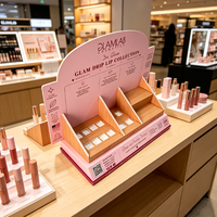 Présentoirs de comptoir en carton personnalisés pour produits de maquillage (cils, rouges à lèvres)