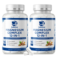 Suplemento de Magnesio 90 Cápsulas L-Teanina Ashwagandha Apoyo para el Estrés y el Sueño Suplemento Herbal 2 Cápsulas por Porción 24 Meses
