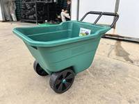Chariot de remorque à benne basculante en plastique personnalisable de 150kg avec structure de plate-forme de roue en caoutchouc solide OEM pour le support de chariots à main et de chariots
