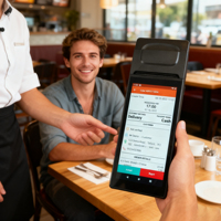Многофункциональный портативный POS-терминал GOODCOM на Android 14 с термопринтером для печати заказов в ресторанах