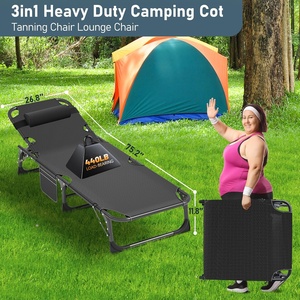 Cama Plegable de 5 Posiciones con Marco de Metal, Tumbona Reclinable Portátil para Camping, Playa, Piscina y Tomar el Sol - Product Image 6