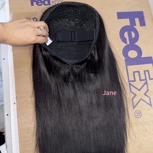 Perruques bandeau en cheveux humains 100% naturels, bouclés indiens birmanes et bruts brésiliens, sans partie à laisser dehors, <span class=keywords><strong>perruque</strong></span> en U sans colle, <span class=keywords><strong>perruque</strong></span> mi-tête lisse à retourner - Product Image 3