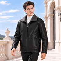 RCX |   Blouson aviateur en cuir marron pour homme avec col en fourrure, fermeture éclair intégrale, coupe-vent, chaud, pour l'hiver, vêtements d'extérieur pour homme, vente en gros personnalisée