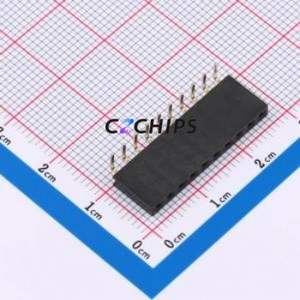 HX PM2.54-1x10P WC-Y Pin Socket Bent Lead Through Hole,P=2.54mm Connector 1x10P 2.54mm Square Hole Right Angle Insert - Product Image 1