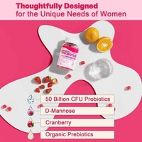 Gommes à la canneberge pour femmes végétaliennes sans sucre OEM 50 milliards d'UFC 10 souches prébiotiques enzymes digestives et probiotiques