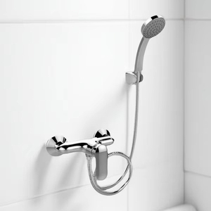 K-99463T-4-CP อ่างอาบน้ำและฝักบัวติดผนังทองแดงพร้อมชุดฝักบัวแบบมือถือ - Product Image 2
