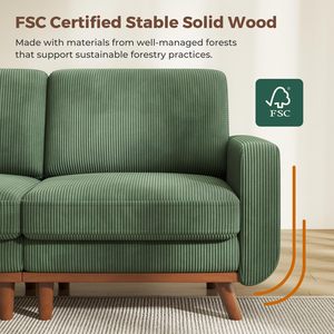 Sofá Modular en Forma de L Loveliving Green, Sofá de 3 Plazas de <span class=keywords><strong>Pana</strong></span> con Otomana Móvil, Sofá Seccional de <span class=keywords><strong>Tela</strong></span> para Sala de Estar o Apartamento - Product Image 3