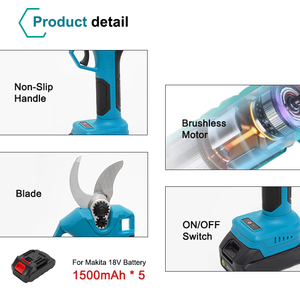 Tijeras de Podar Eléctricas de Alta Calidad en Oferta, con Motor sin Escobillas de Litio, Cuchilla SK5 de 2.5-4.0CM, Color Azul - Product Image 3