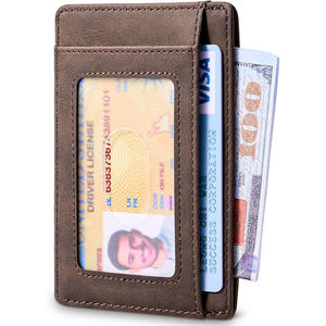 Cartera Delgada Minimalista de Cuero con Bloqueo RFID y Protección Antirrobo para Tarjetas de Crédito, para Bolsillo Frontal - Product Image 1