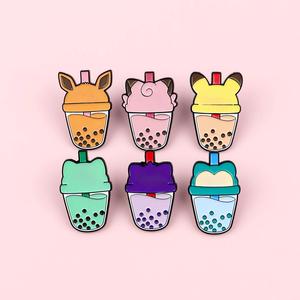 Pins de Esmalte Suave con Diseño de Gengar y Eevee de Dibujos Animados, Botellas de Té de Burbujas, Insignias Metálicas de Anime Lindas Variadas al por Mayor - Product Image 4