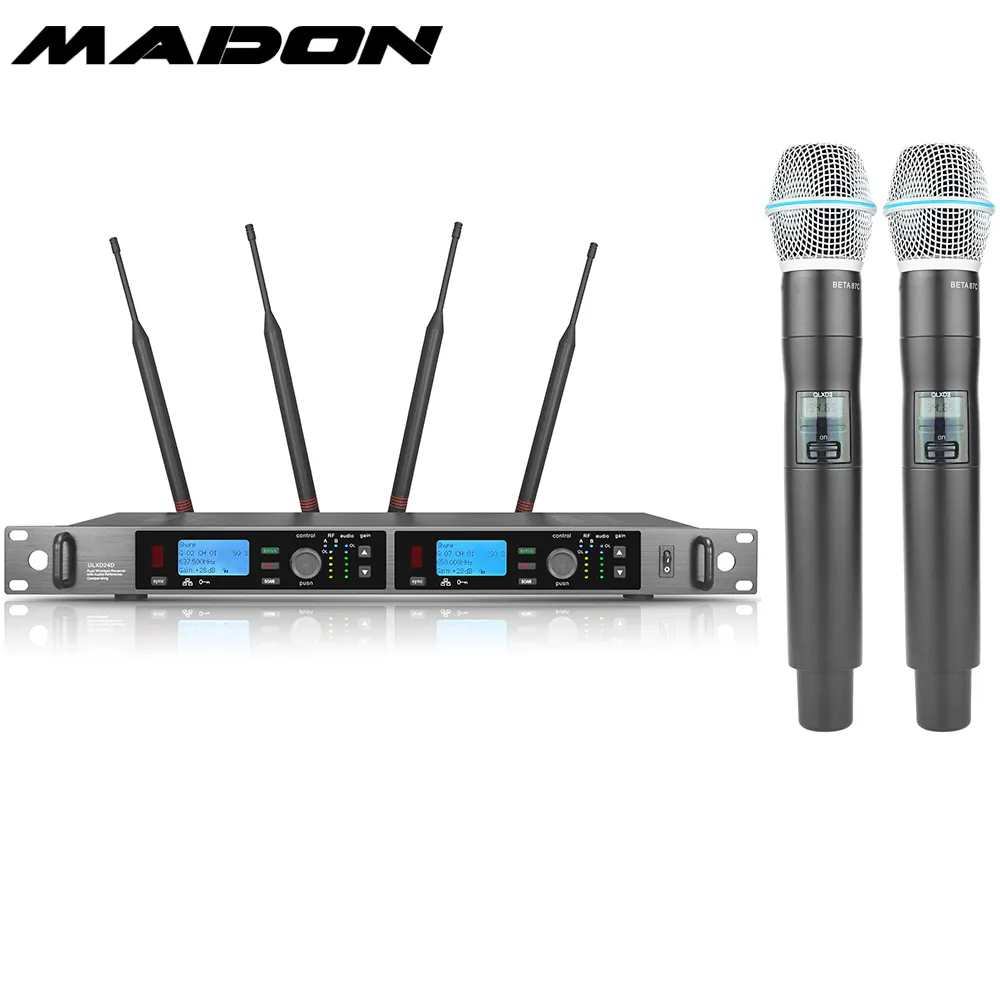 Professional wireless Microphone UHF Two Channels ULXD24D Receiver with BETA 87A handheld Microphone Condenser Microphone