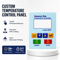 Panel Frontal de Acrílico Personalizado para Controlador de Temperatura, Botones Táctiles en Relieve, Recorte CNC de Precisión, Superposición Gráfica, Lexan PMMA