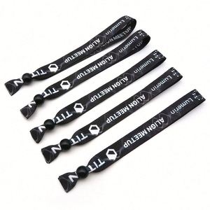 Custom Disposable <b>Polyester</b> Jacquard Woven <b>Lanyards</b> Logo Printed Ribbons Wristbands with Versatile Functionality - Product Image 3