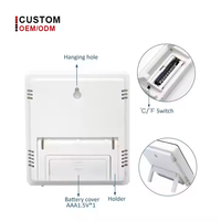 Thermomètre à horloge numérique LCD sans fil pour intérieur/extérieur Hygromètre Testeur de température et d'humidité en plastique avec affichage pour usage domestique