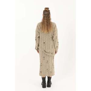 Jupe longue tricotée pour femme en laine et coton, taille naturelle 32030ETK - Product Image 3