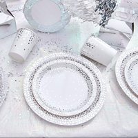 Assiettes à dessert en papier jetables modernes de 150 pièces 50 portions en argent Fournitures de fête pour mariages anniversaires Autres