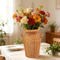 Nouveau panier-vase décoratif vintage à double poignée pour la maison, panier-vase style rotin, panier-vase tressé à la main