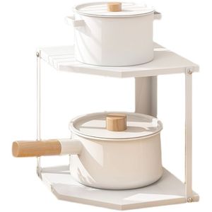 Étagère d'angle de cuisine à 2 niveaux en métal pour rangement sous évier, organisateur multifonctionnel pour cuisine - Product Image 5