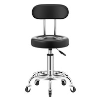 Tabouret de bar, chaise de barbier, pivotant, réglable en hauteur, avec base à 5 étoiles et roulettes, design minimaliste moderne