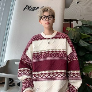 Pull en tricot épais pour <span class=keywords><strong>homme</strong></span>, style ample et décontracté, pour couple, avec motif jacquard Fair Isle rétro tendance automne-hiver - Product Image 5