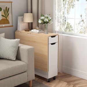 <span class=keywords><strong>Mesa</strong></span> de Comedor Plegable Moderna Personalizada OEM que Ahorra Espacio con Cajones y Estantes de Almacenamiento, 6 Ruedas, Material de Papel para Cocinas Pequeñas - Product Image 4