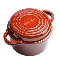Usine de gros logo personnalisé 2 en 1 rond en fonte émaillée casserole pour four hollandais avec couvercles de casserole Sacue