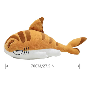 Peluche Gigante a Forma di Squalo Cartone Animato con Occhi Divertenti, Antistress, Cuscino Confortevole, Decorazione per Letto e Divano, 27 Pollici, in Pile Arancione - Product Image 2
