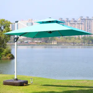 Aangepaste Hotel Side Pole Grote Ronde Vierkante Vouwen Moderne Romeinse Patio Tuin Balkon Luxe Parasol Aluminium Outdoor Paraplu