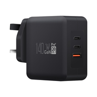 Cargador Rápido Gan de 140w con 3 Puertos USB-C y USB-A, PD3.1, QC3.0, PPS, Enchufe Británico, Producto Chino Económico para Teléfono y Portátil