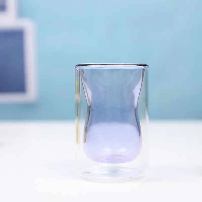 Borosilicato tazza di vetro e di piccola capacità colorato tazza a doppia parete