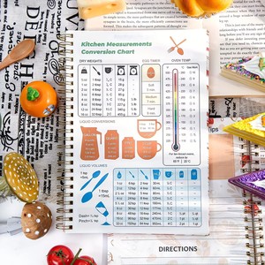 Carnet de recettes DIY à spirale OEM avec tableau de conversion culinaire, journal de recettes de légumes pour organiser la <span class=keywords><strong>cuisine</strong></span> et la pâtisserie saines - Product Image 2
