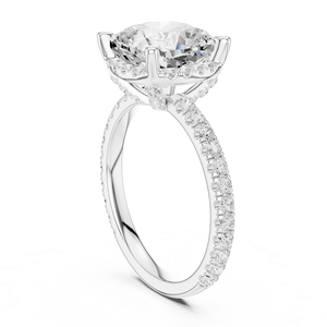 Premium Halo <b>Solitaire</b> 4.25 Carat Cushion Cut Synthetic Diamond Engagement <b>Ring</b> 925 Sterling <b>Silver</b> IGI Certified Wedding Party - Product Image 5