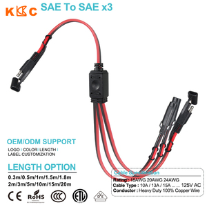 Câble répartiteur SAE 1 mâle vers 3 femelles à déconnexion rapide 12V 24V 2 broches - Product Image 2