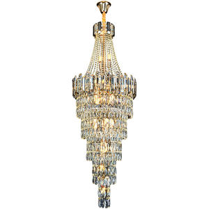 zeal <b>lighting</b> high ceiling k9 crystal pendant lamp long led villa chandelier for modern home - Product Image 6